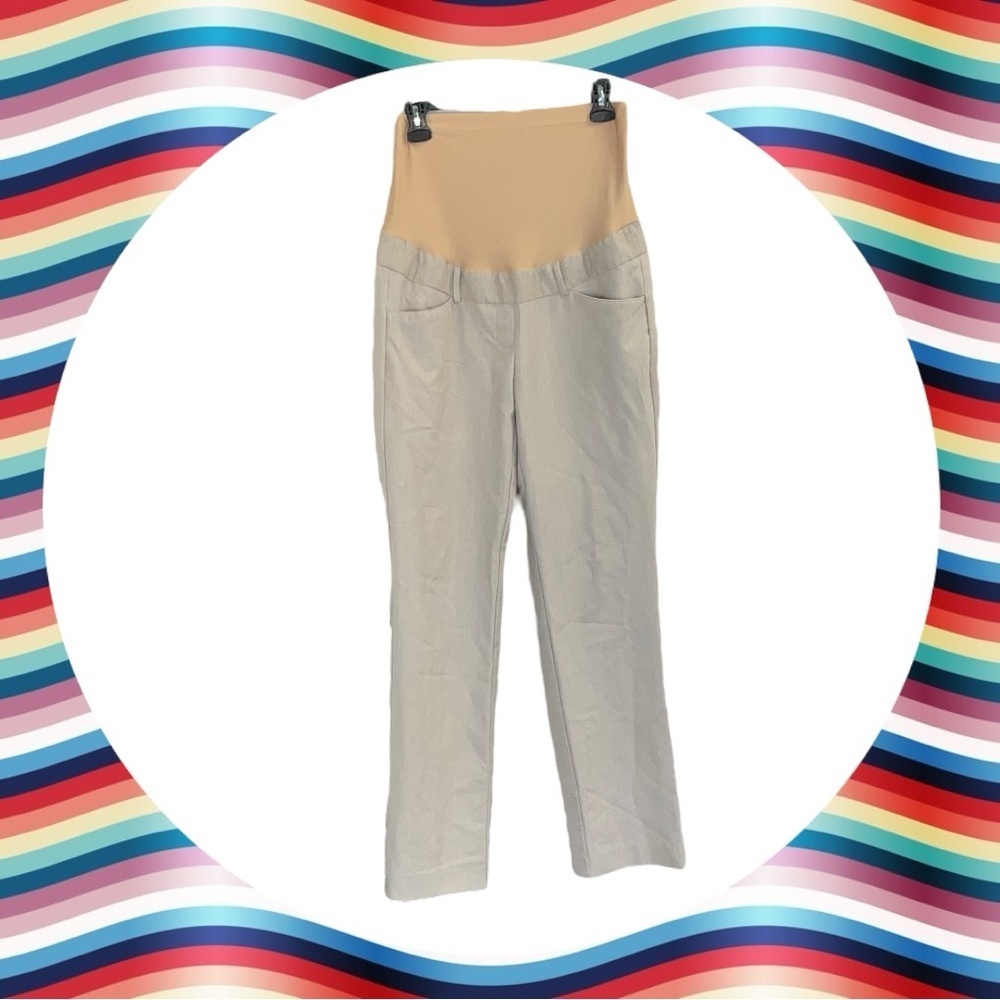 Duo Maternity Tan Khaki Maternity Slacks Pants Women Small